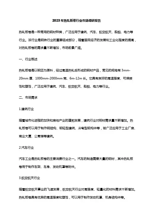 2023年热轧板卷行业市场调研报告