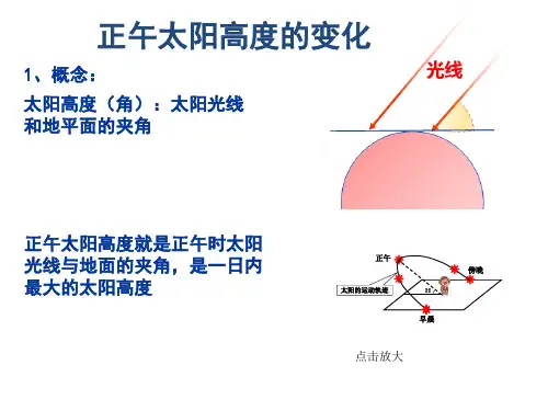 高二下学期人教版地理课件：正午太阳高度的变化