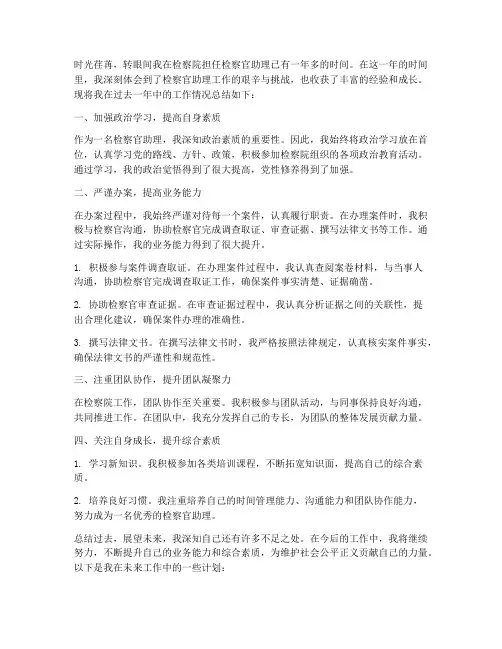 个人检察官助理工作总结