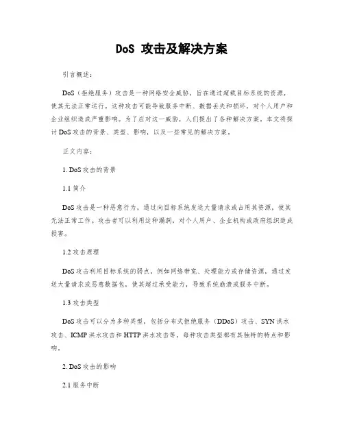 DoS 攻击及解决方案