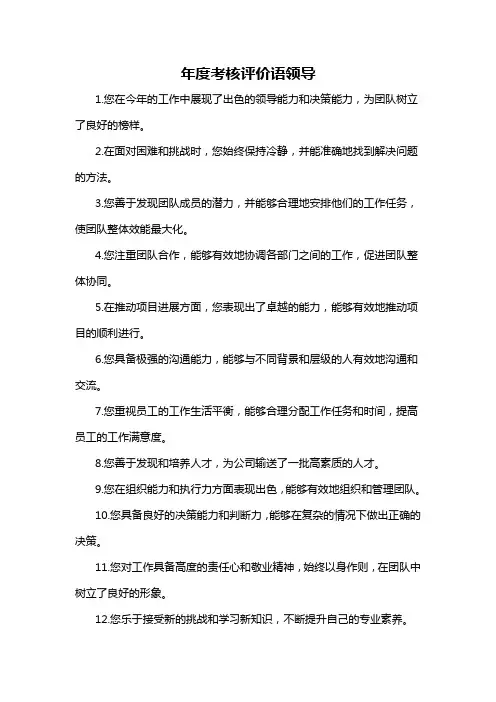 年度考核评价语领导