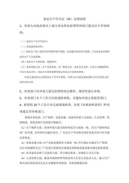 食品生产许可证(SC)办理流程