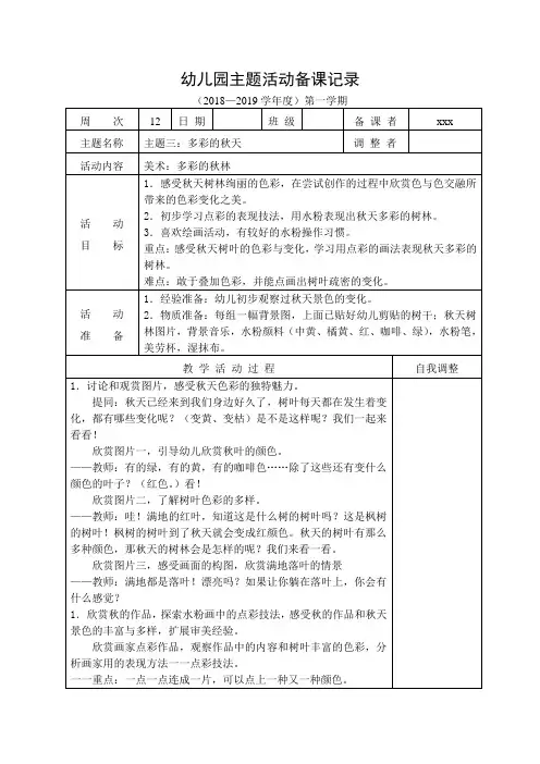 中班美术：多彩的秋林