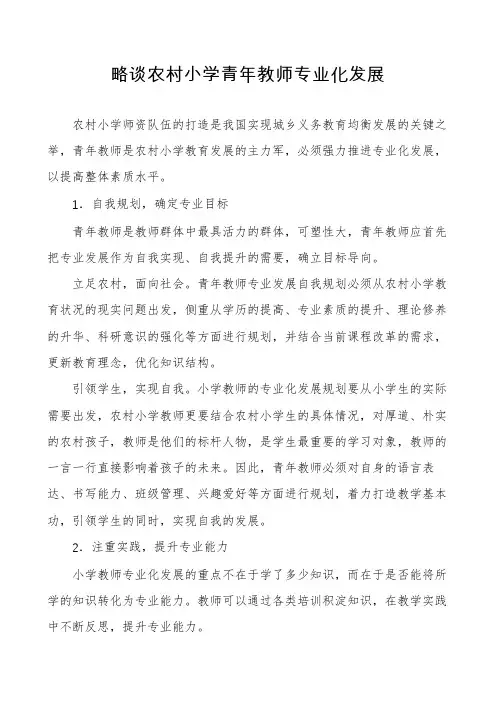 略谈农村小学青年教师专业化发展