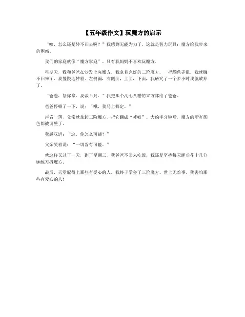 【五年级作文】玩魔方的启示