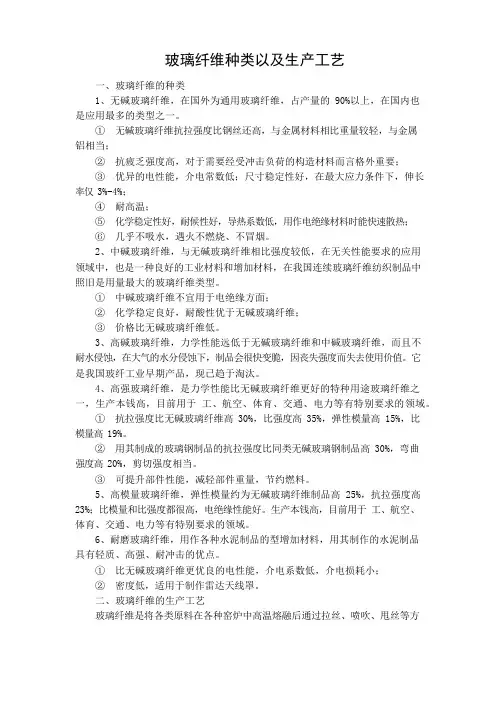 玻璃纤维种类以及生产工艺