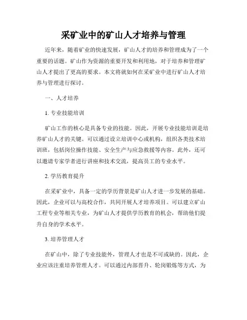 采矿业中的矿山人才培养与管理
