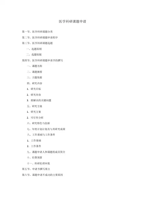 课题申请撰写提纲