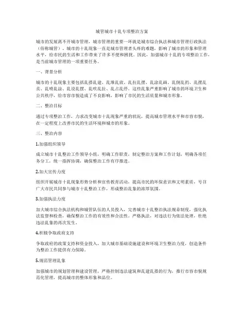 城管城市十乱专项整治方案