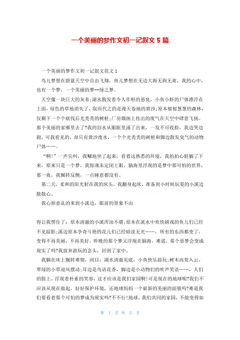 一个美丽的梦作文初一记叙文5篇