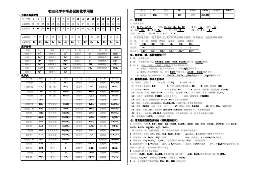 初三化学中考必记的化学用语