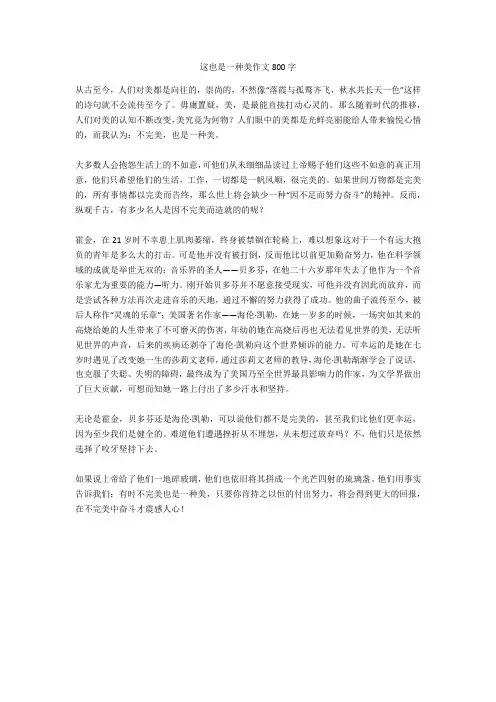 这也是一种美作文800字(优秀作文)