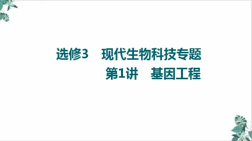 高三一轮复习生物新高考全国通用版选修基因工程课件