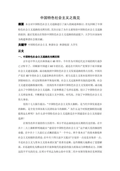 中国特色社会主义论文
