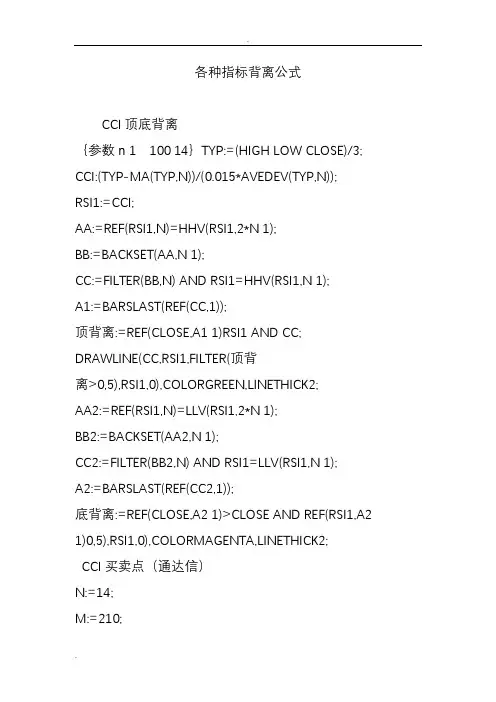 各种指标背离公式