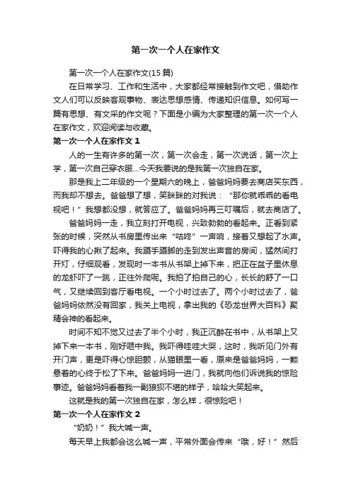 第一次一个人在家作文（15篇）