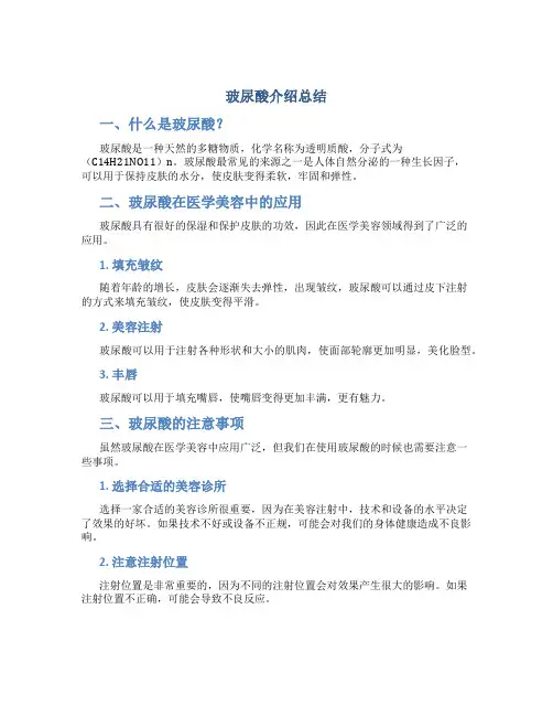 玻尿酸介绍总结