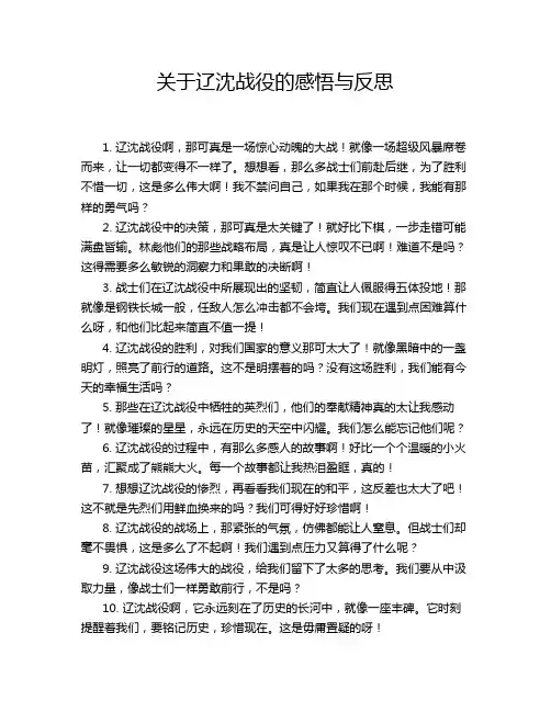关于辽沈战役的感悟与反思