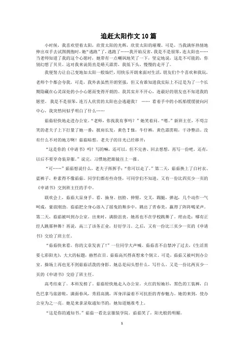 追赶太阳作文范文精选