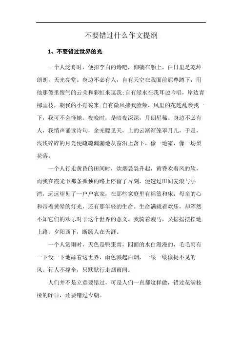 不要错过什么作文提纲