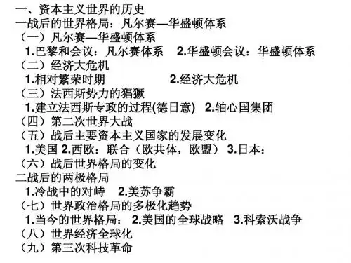 九年级下历史复习提纲
