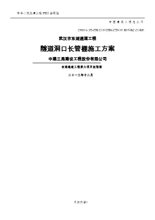 隧道洞口长管棚施工方案