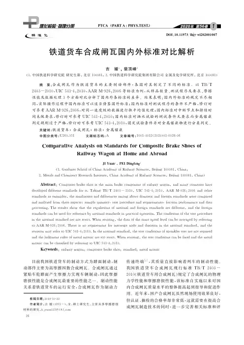铁道货车合成闸瓦国内外标准对比解析