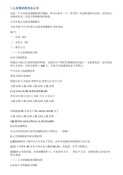 岗位需求分析范文