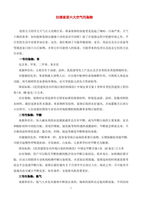 扫清家居六大空气污染物