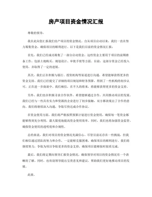 房产项目资金情况汇报