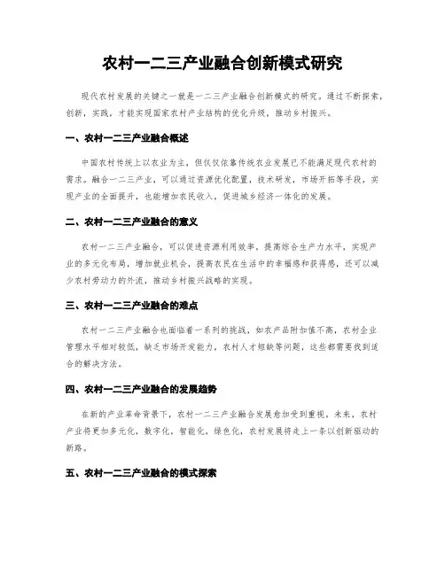 农村一二三产业融合创新模式研究