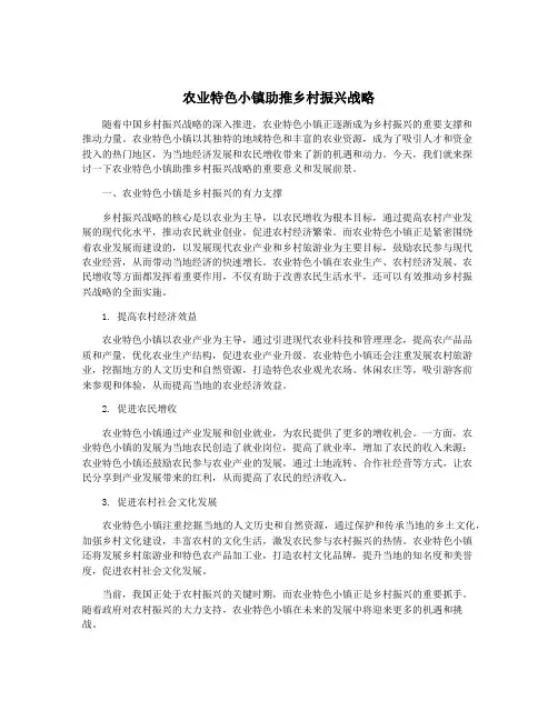 农业特色小镇助推乡村振兴战略