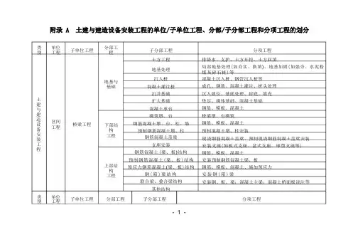 轨道交通单位、分部及分项工程划分标准