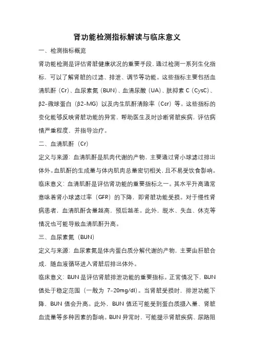 肾功能检测指标解读与临床意义