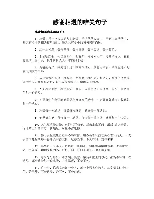 感谢相遇的唯美句子