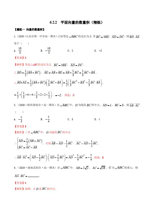 6.2.2 平面向量的数量积(精练)(解析版)