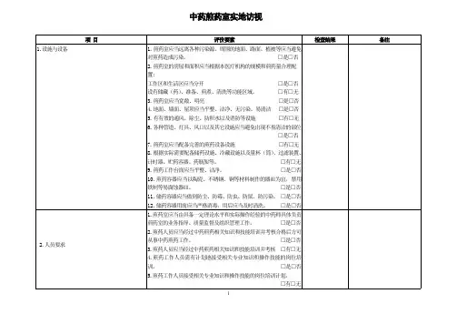 三级医院中药煎药室管理查检表