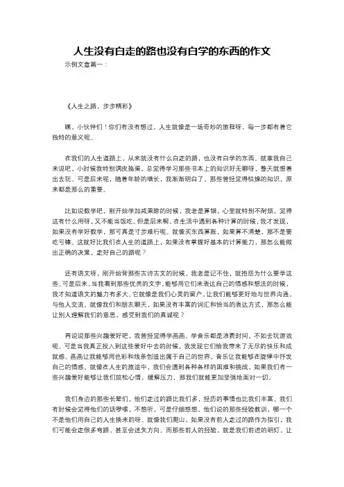人生没有白走的路也没有白学的东西的作文