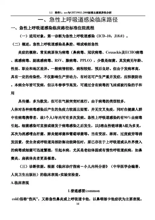 儿科5种单病种临床路径表单