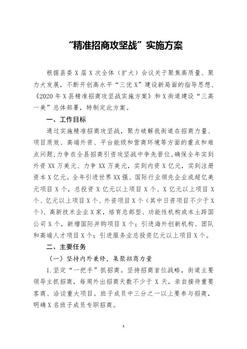 精准招商攻坚战实施方案 (1)