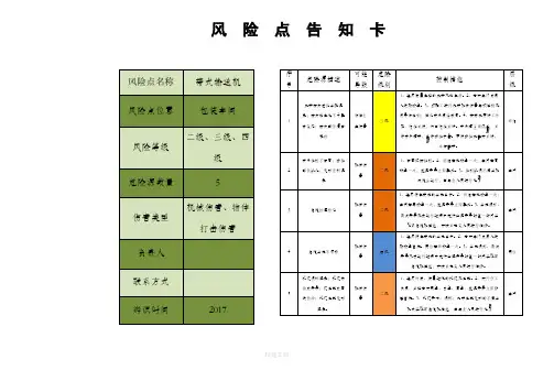 包装--带式输送机风险点告知卡