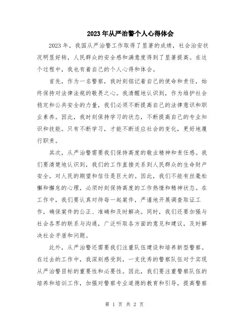 2023年从严治警个人心得体会