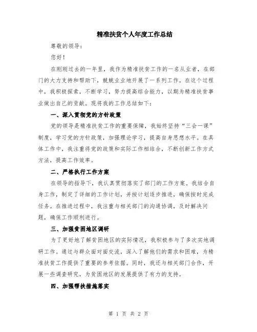 精准扶贫个人年度工作总结