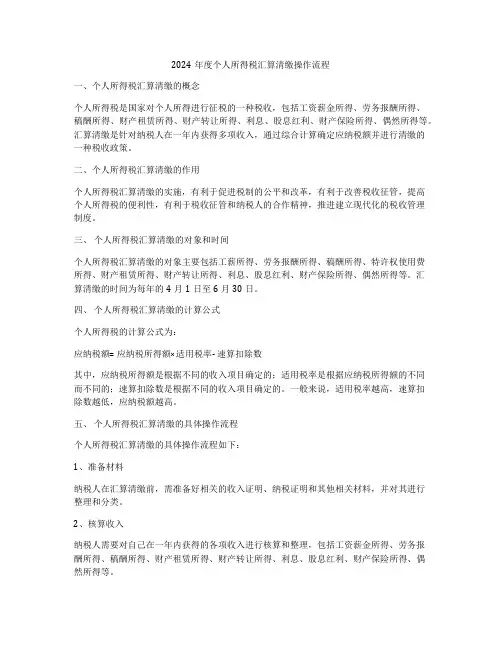 2024年度个人所得税汇算清缴操作流程