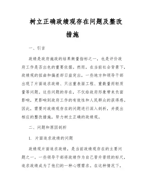 树立正确政绩观存在问题及整改措施