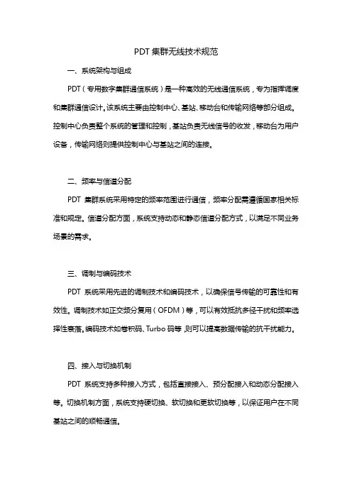 PDT集群无线技术规范