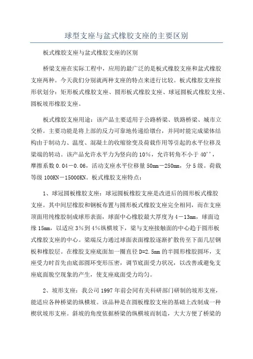 球型支座与盆式橡胶支座的主要区别