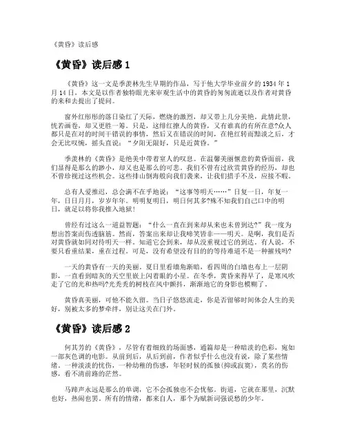 《黄昏》读后感