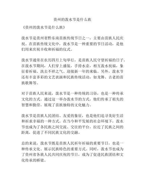贵州的泼水节是什么族