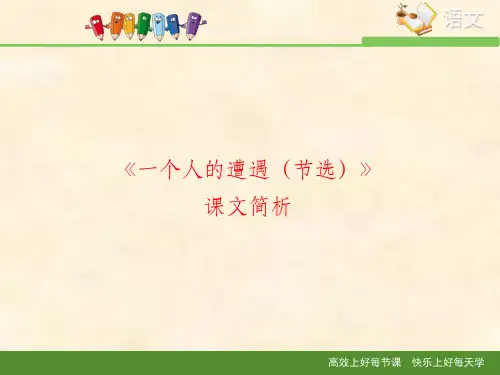 苏教版高中语文必修二 第2专题 《一个人的遭遇(节选)》课文简析